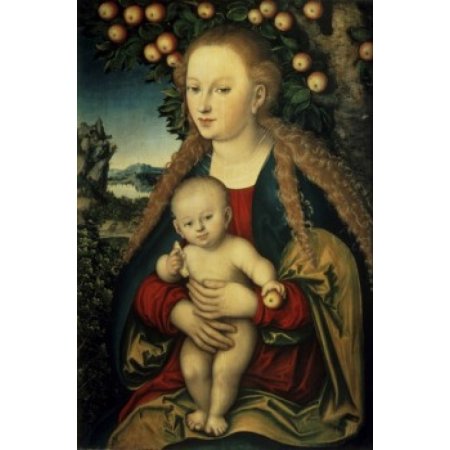 (madonna and child under apple tree)