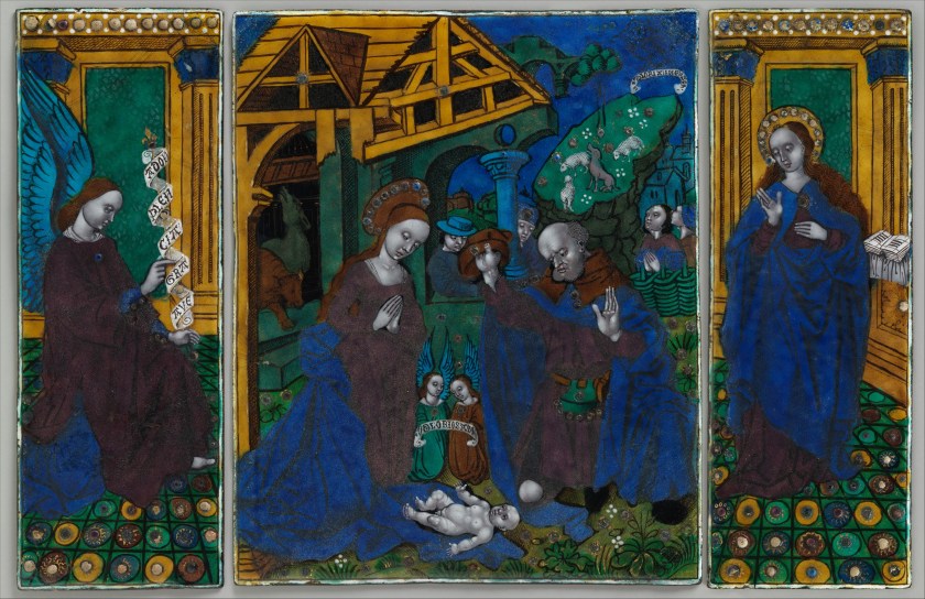 Three_plaques_from_a_triptych_with_the_Adoration_of_the_Shepherds,_Flanked_by_the_Angel_Gabriel_and_the_Virgin_Annunciate_MET_DP267897.jpg